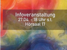 Flyer mit farbigem Hintergrund, Name der Veranstaltung, Orts- und Zeitangabe
