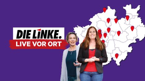 Janine Wissler, Bundesvorsitzende DIE LINKE., und Caro Butterwege, Landesvorsitzende DIE LINKE.