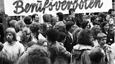 Demonstration gegen Berufsverbote in den 1970er Jahren